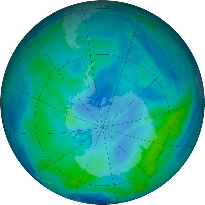 Antarctic ozone map for 01 March 2000